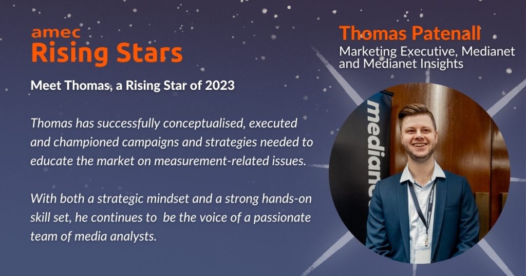 2023 AMEC Rising Star Thomas Patenall_Marketing Executive_Medianet and Medianet Insights