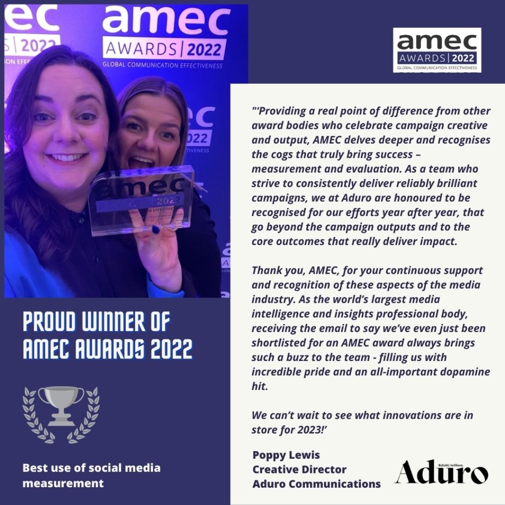 Aduro Communications_Silver winer_2022 AMEC Awards